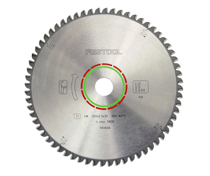 64 tooth carbide tipped blade, TC grind for cutting laminates (#495386)