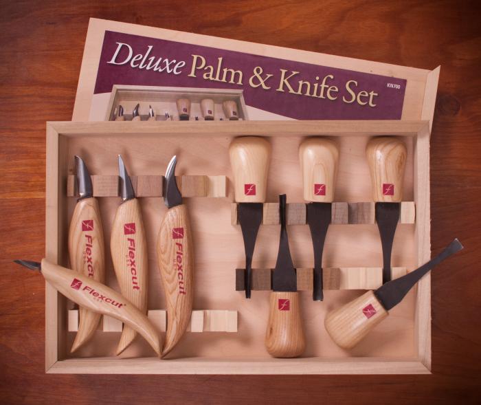 Flexcut Knife and Mixed Palm and Knife Sets - Flexcut Deluxe Palm &amp; Knife Set - KN700
