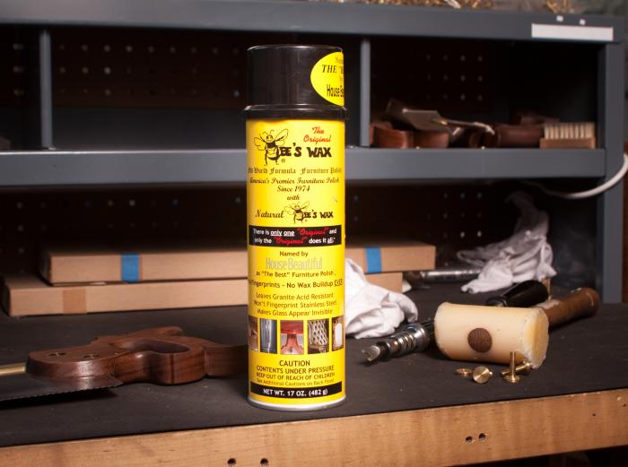 The Original  Bee&rsquo;s Wax Spray - There&rsquo;s always a can of Bee&rsquo;s Wax on the Gramercy Tools saw assembly bench